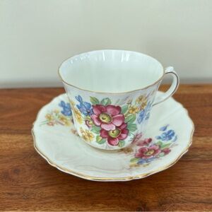 Vintage Old Royal Floral Teacup and Saucer Set ‘Wetly Rose’